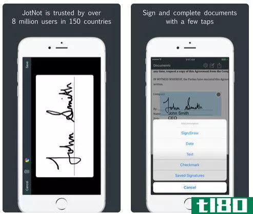 sign pdf with jotnot signature