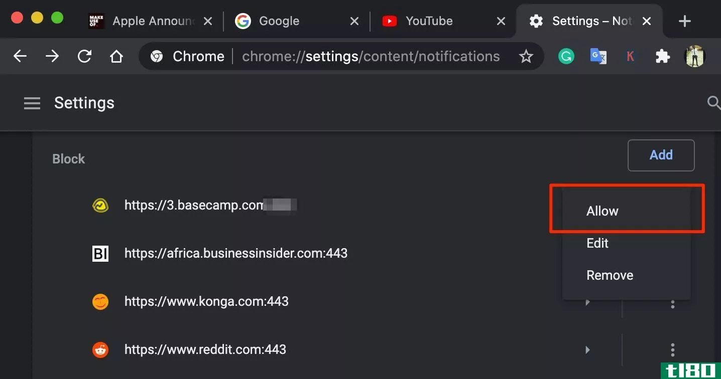 Chrome Notificati*** Settings
