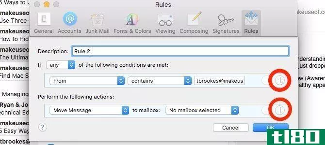 multiple conditi*** for apple mail rules