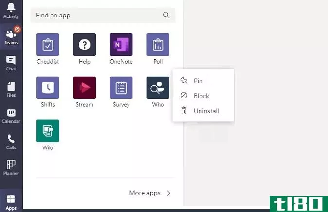 Pin an app on Microsoft Teams