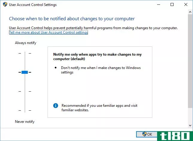 user account control settings in windows