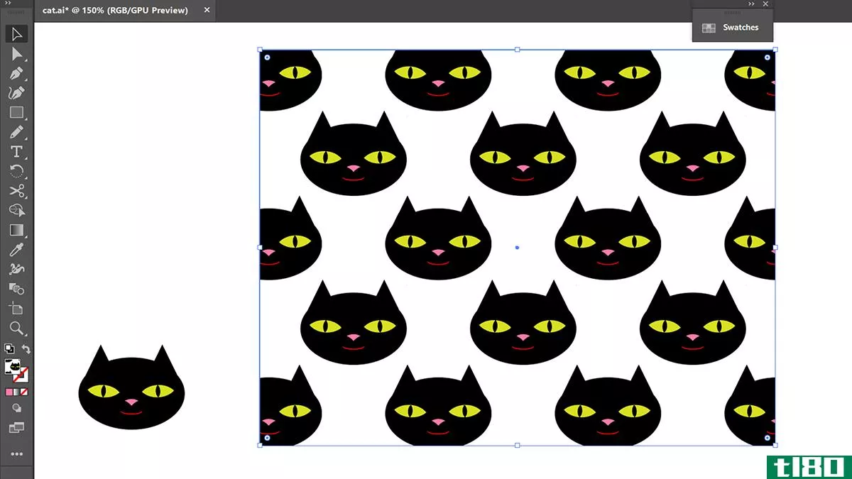 cat pattern swatch in illustrator brick layout