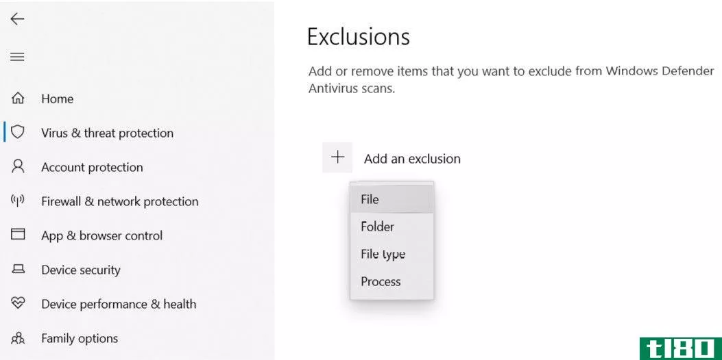 Adding an entry to windows defender exclusion list