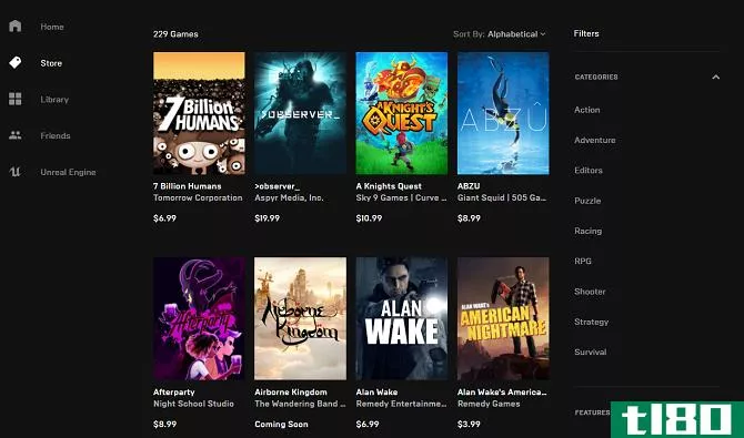 epic games store games selection