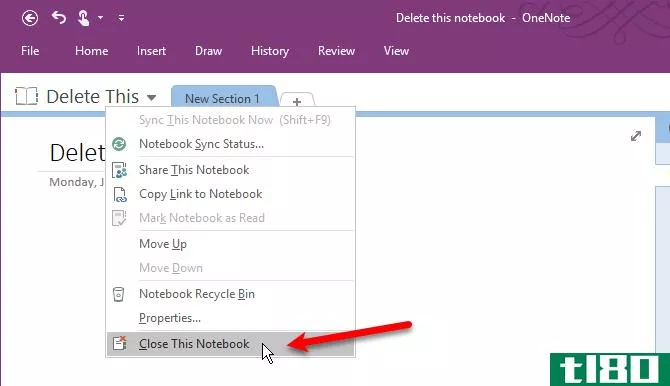 how to delete onenote notebooks