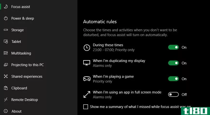 Windows 10 Focus Assist Rules