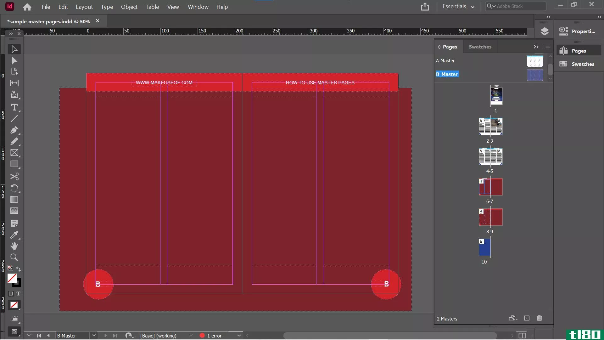 InDesign B-Master Master Page