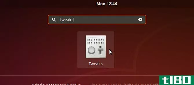 Search for and open Tweaks to change ubuntu theme