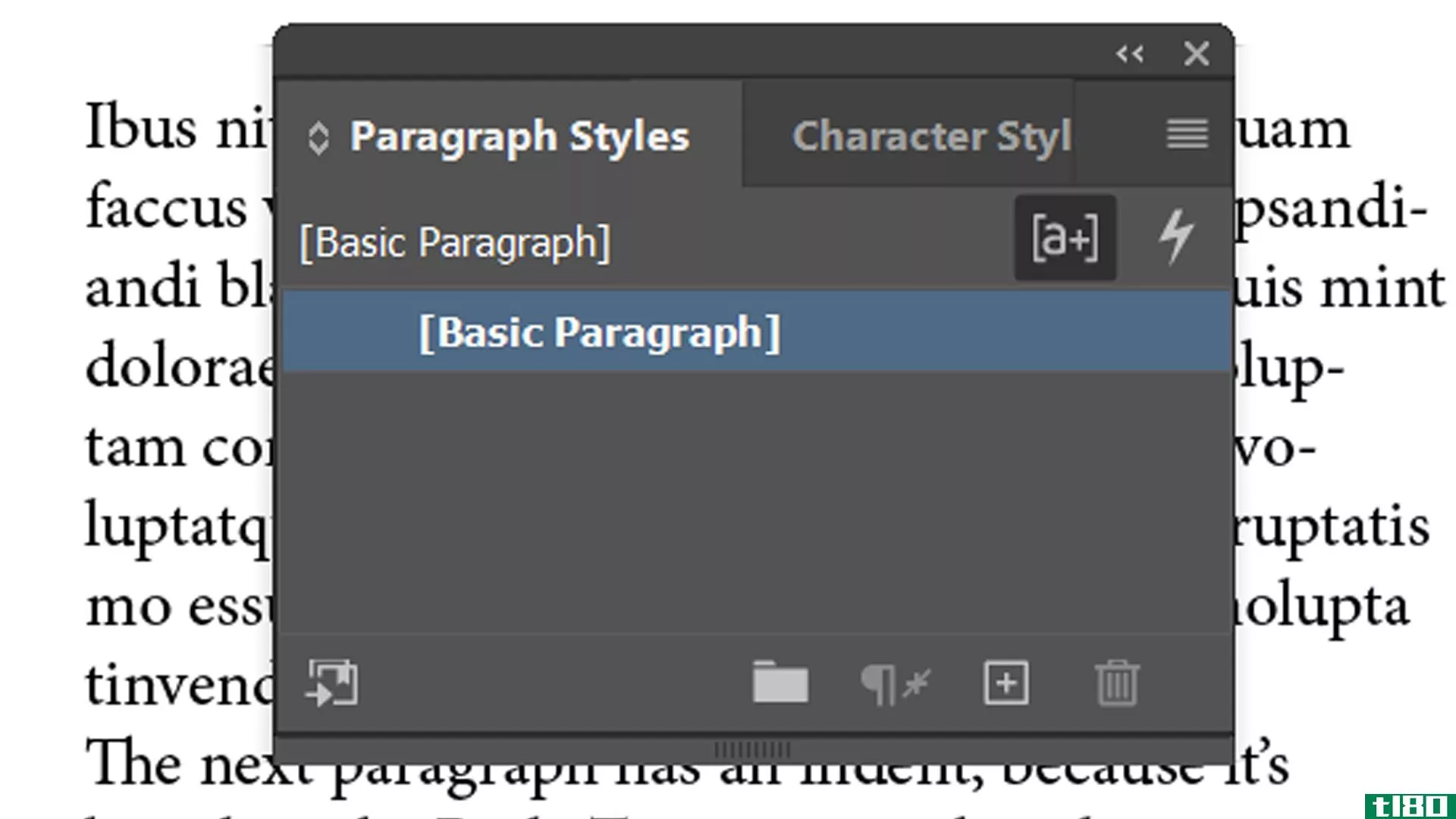 indesign paragraph styles window