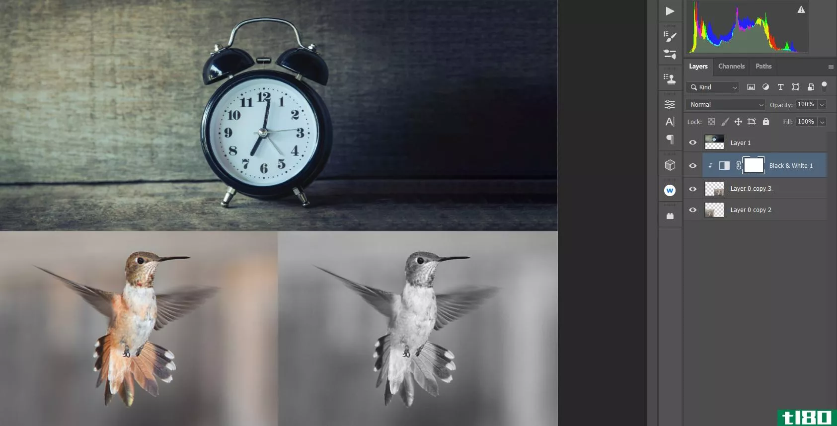 clock and hummingbirds