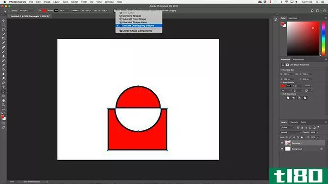 exclude overlapping shapes in photoshop