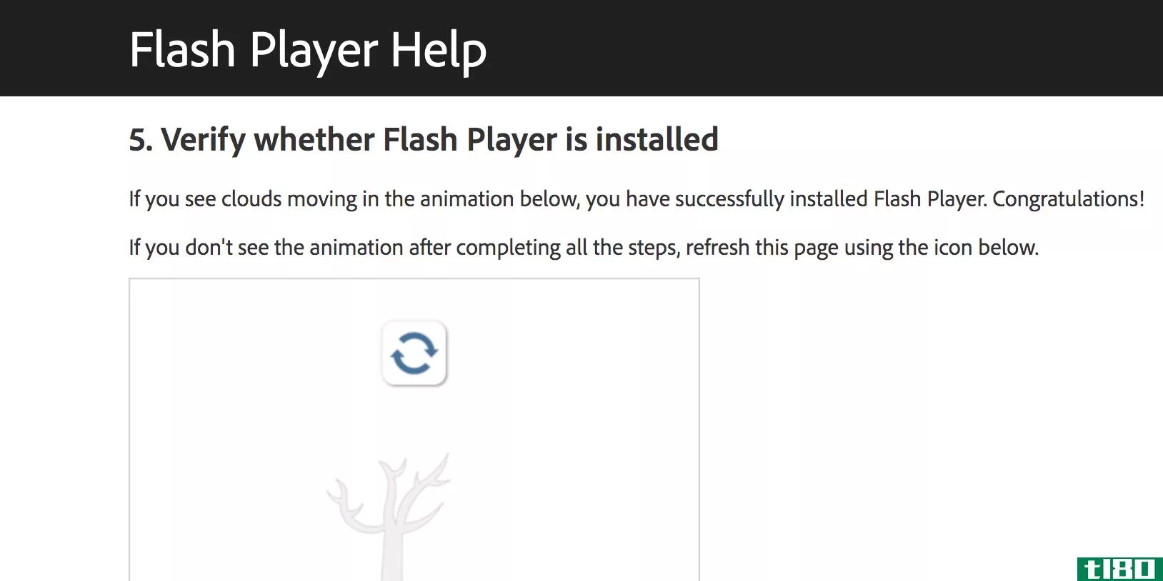Verify Flash Player uninstallation