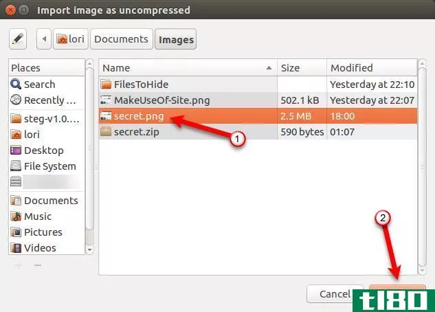 hide files in images in linux