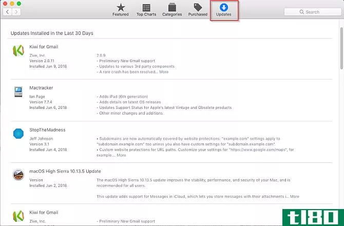 Mac App store updates