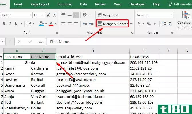 how to merge cells in excel - Excel Merge & Center button