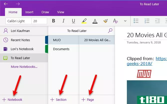 how to use onenote - notebooks, secti***, pages