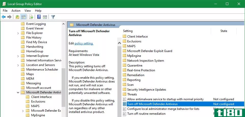 Disable Windows Defender Group Policy