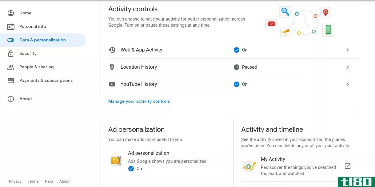 Google Privacy Control Settings