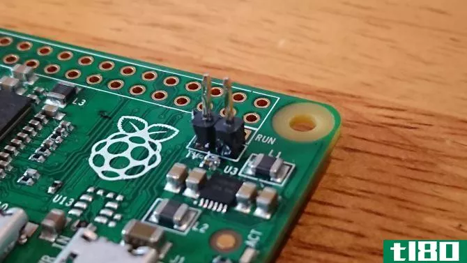 Raspberry Pi Zero with DIY pin header for composite video