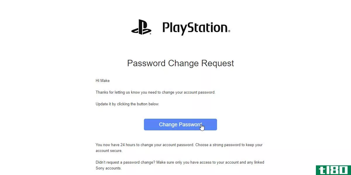 The password change email