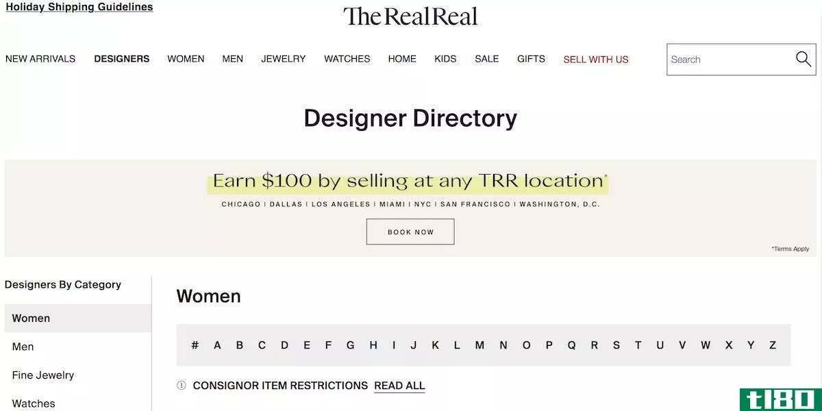 the realreal online designer directory