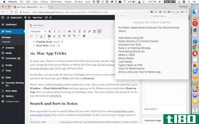 Apple Notes Features - Mac Floating Window