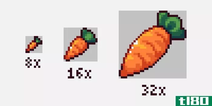 Examples of typical pixel sprite sizes