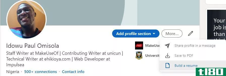 build resume linkedin profile