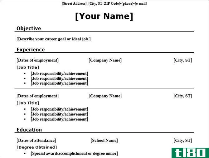 microsoft word resume templates - chronological traditional