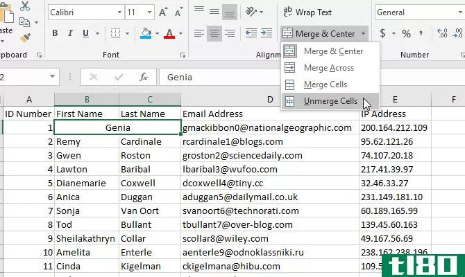 how to unmerge cells in excel - Unmerge Cells button in Excel