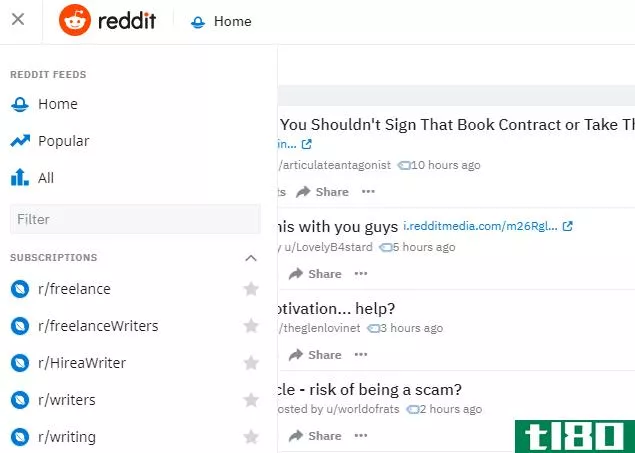 New Reddit Redesign - menu