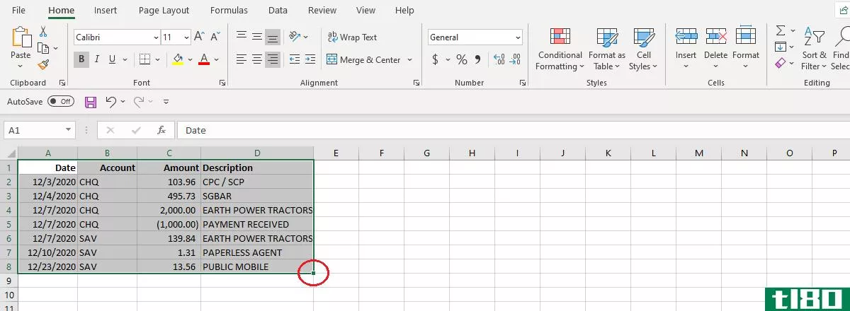 Screenshot Excel Drag Selection to Highlight