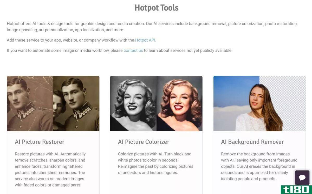 Hotpot AI tools colorizes black and white images and restores scratched photos