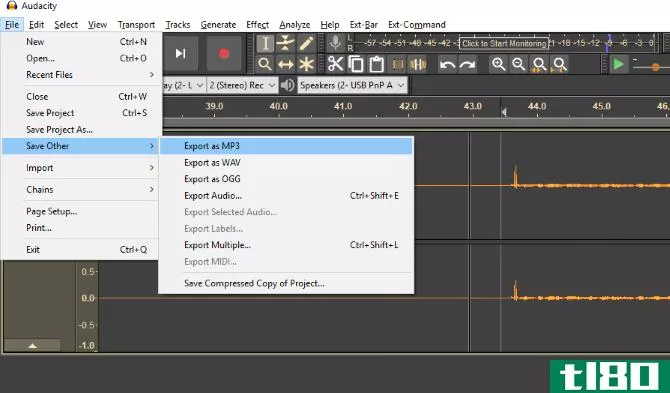 Export an MP3 in Audacity