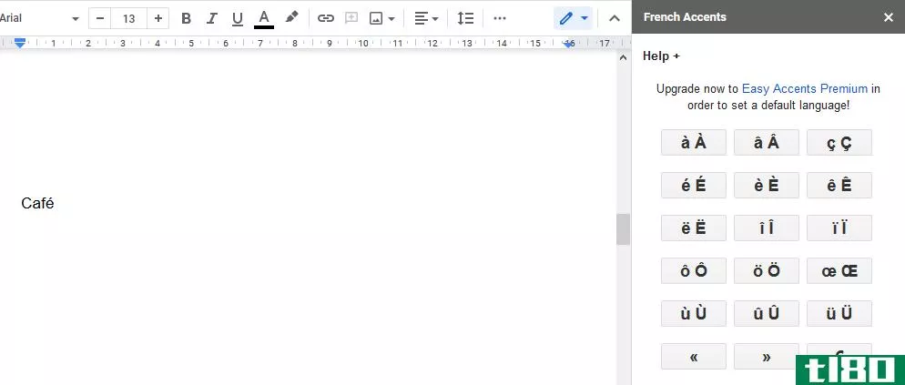 Google Docs Easy Accents add-on dahboard