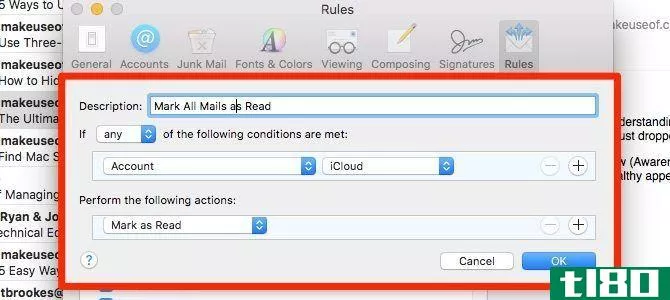 mark all as read - apple mail rules