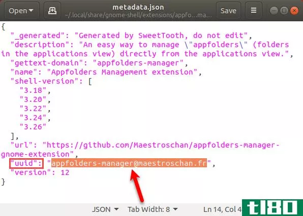 Copy the uuid in the metadata.json file