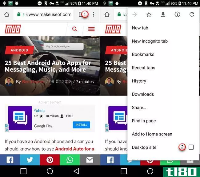 Enable Desktop site in Chrome on Android