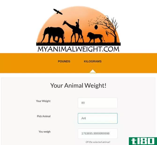 cool weird websites - my animal weight