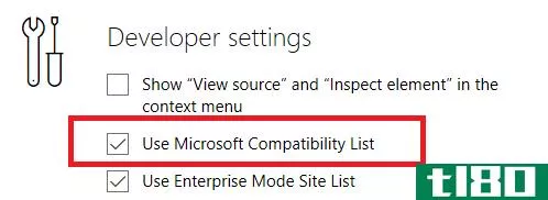 microsoft edge settings - disable microsoft compatibility list