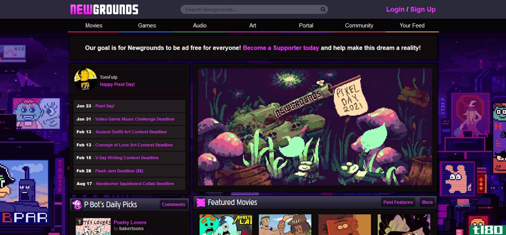 A screenshot of Newground's website home page