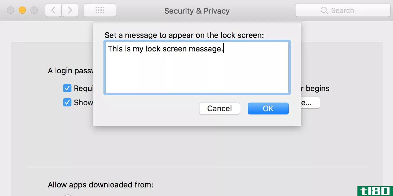 Add a message to the Mac lock screen