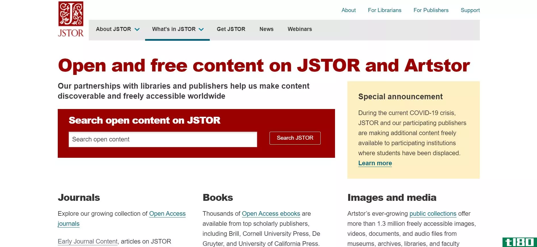 JSTOR open access journal homepage