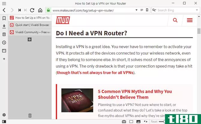 Vivaldi Browser tips - use sidebar tabs