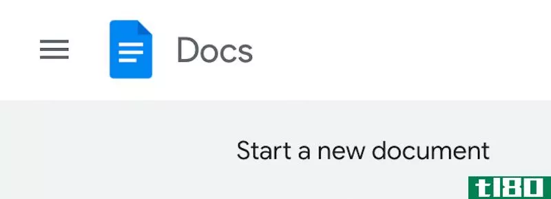 Google Docs logo with "Start a new document" visible