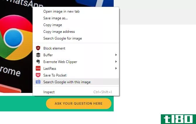 Search Google with this image in context menu
