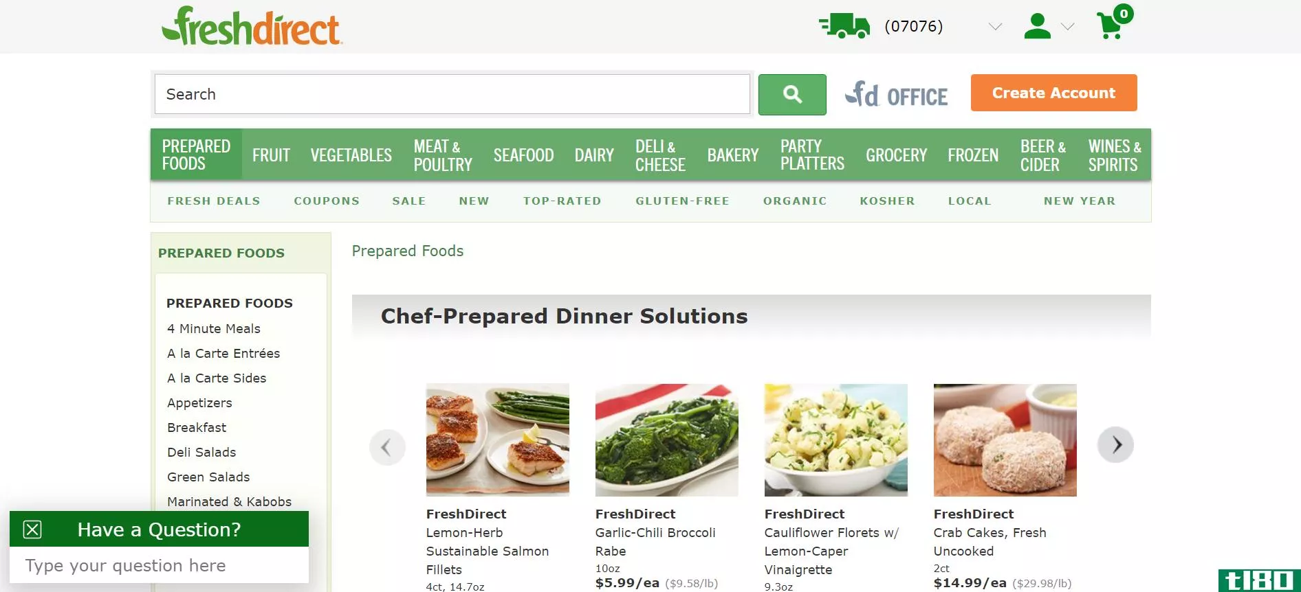 Screencapture of FreshDirect homepage