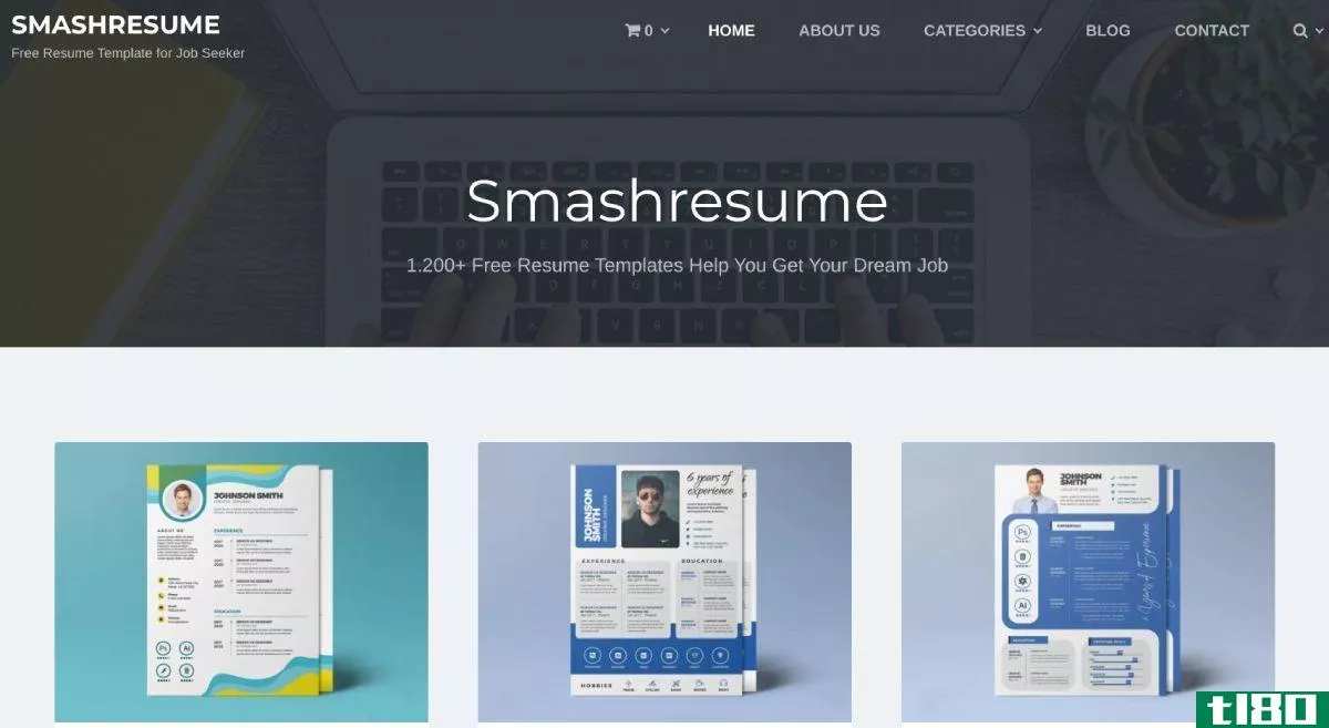 Smash Resumes has over 1200 free resume templates for different software like Photoshop and Illustrator