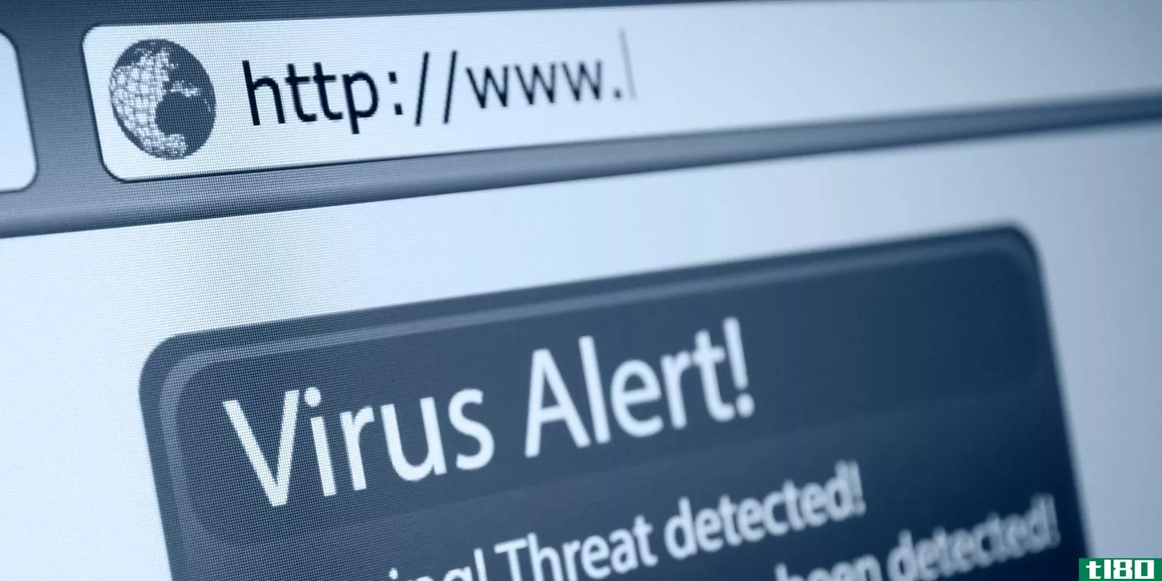 A browser with a virus warning