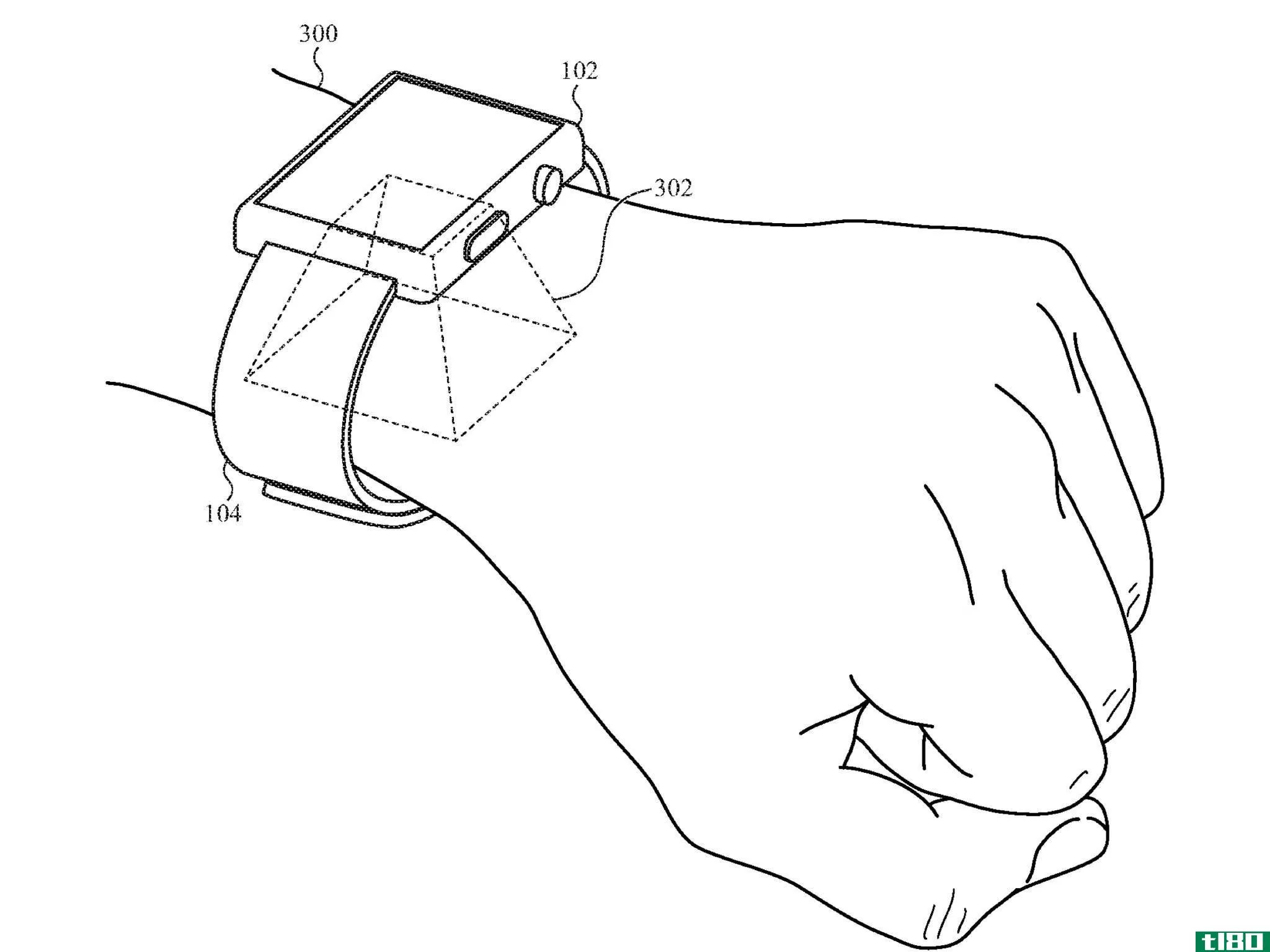 A drawing accompanying Apple's patent application for a Wrist ID authentication system for Apple Watch